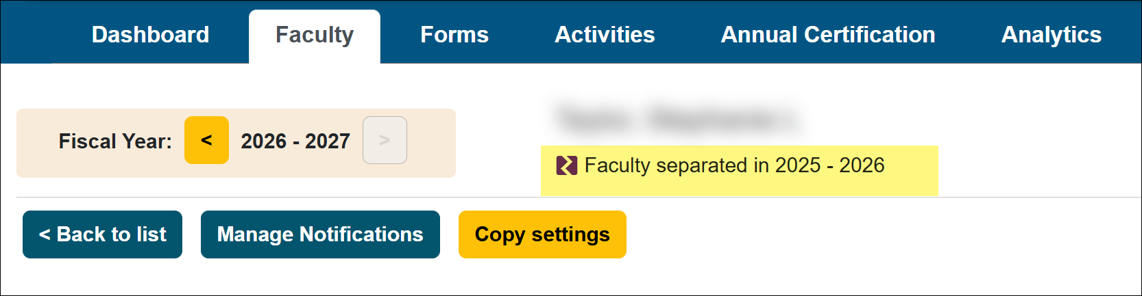 Reviewer workspace-Faculty tab