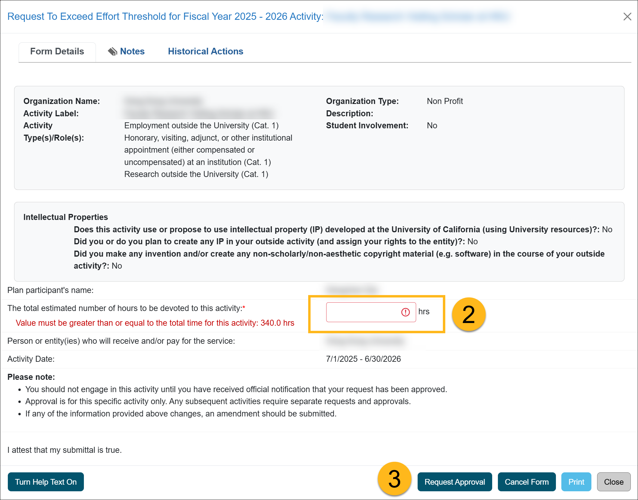 Exceed Threshold form